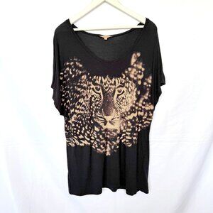 Sandro Black Leopard Graphic Oversized Loose Fit T-shirt